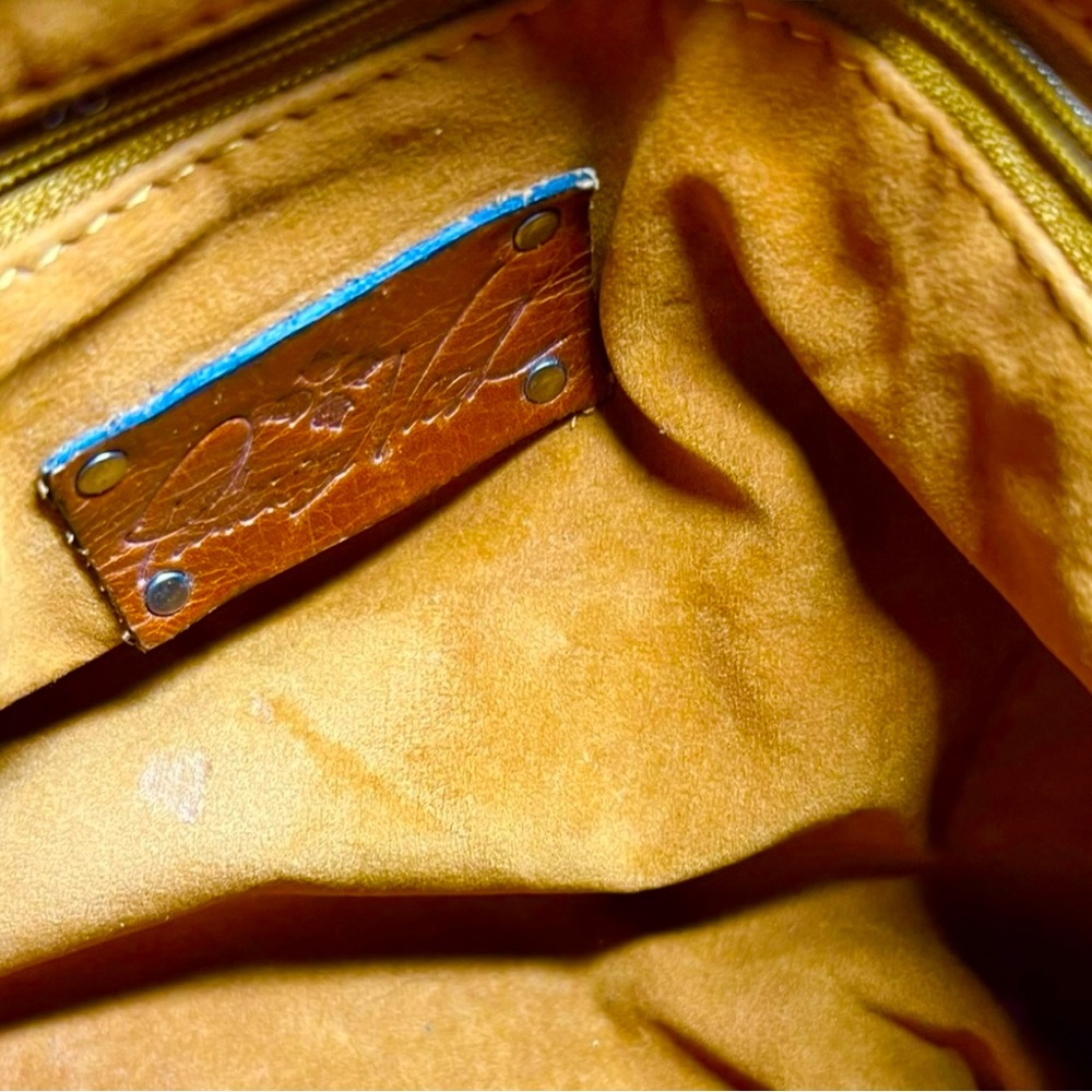 Patricia Nash Black Floral Hand-Painted Leather Shoulder Bag with Yellow Accents - Picture 3 of 11
